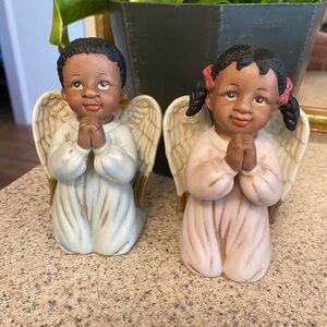 Double Blessings Angel Figurine Set By Home Interiors Vintage Boy Girl #1445